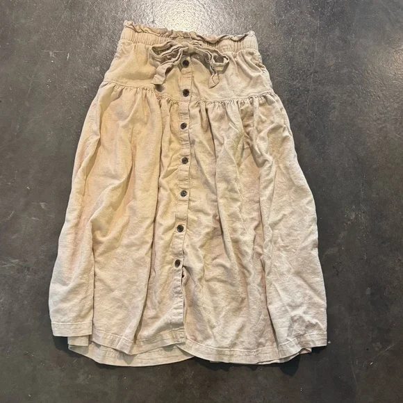 Universal Thread Paperbag Waist Linen Blend Midi Skirt - Picture 2 of 10